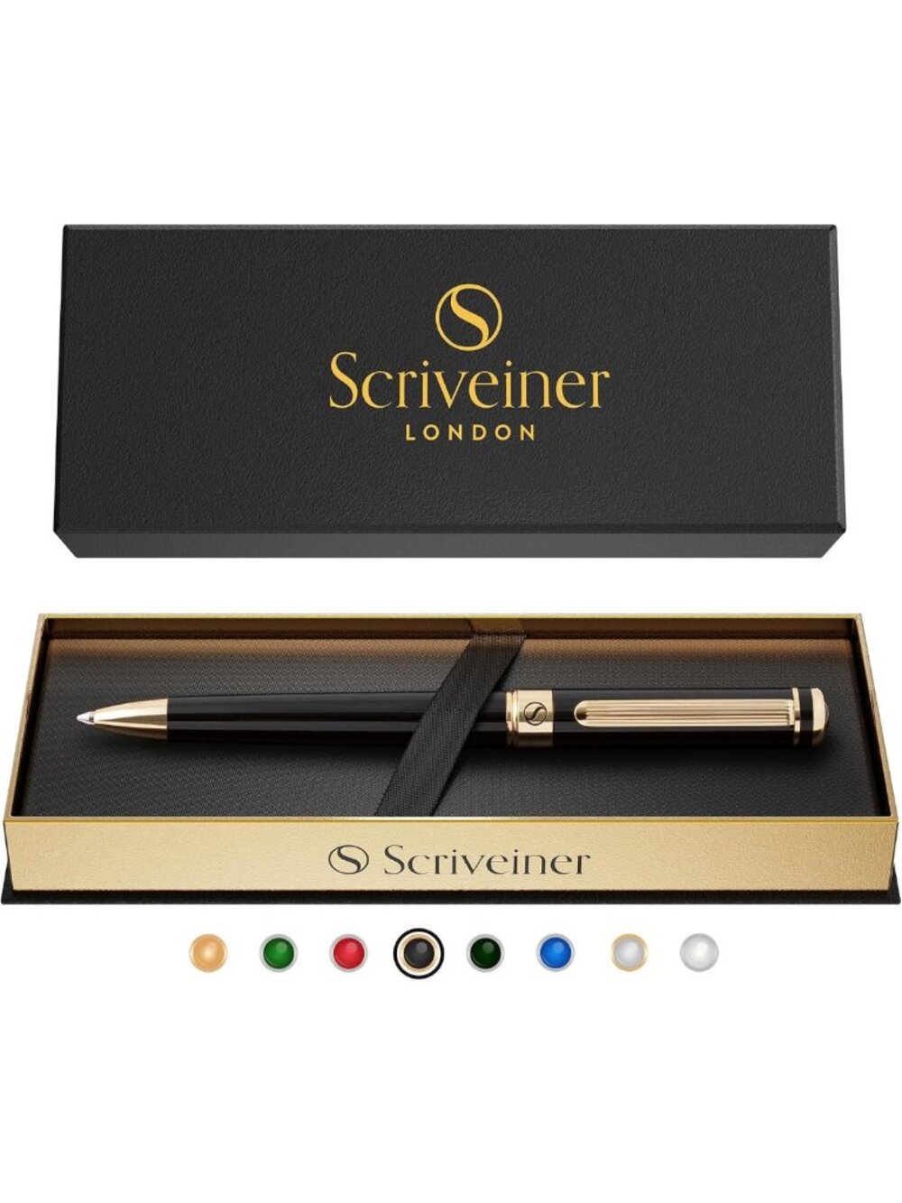 Luxury Black Lacquer Ballpoint Pen with Gold Plating, Perfect Gift for
